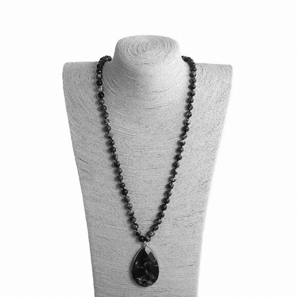 *RARE* MOHAVE KINGMAN PURPLE TURQUOISE SPECK 8MM STONE TEARDROP NECKLACE F - Picture 5 of 5